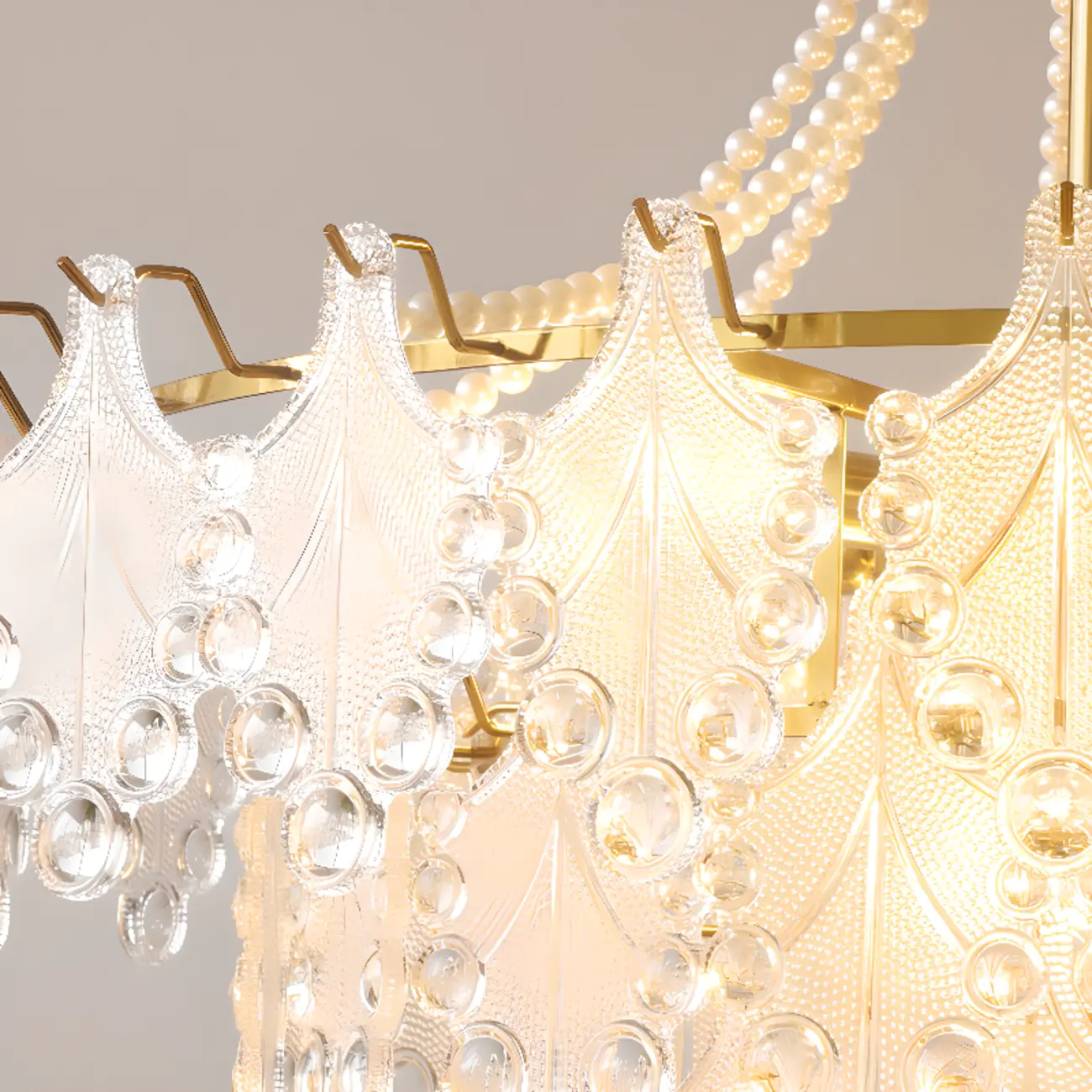 Gold Crystal Beads Chandelier with Elegant Design