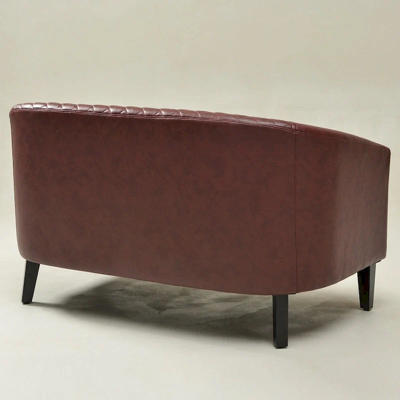 KINWELL 50W Tufted Faux Leather Upholstered Small Loveseat Sofa