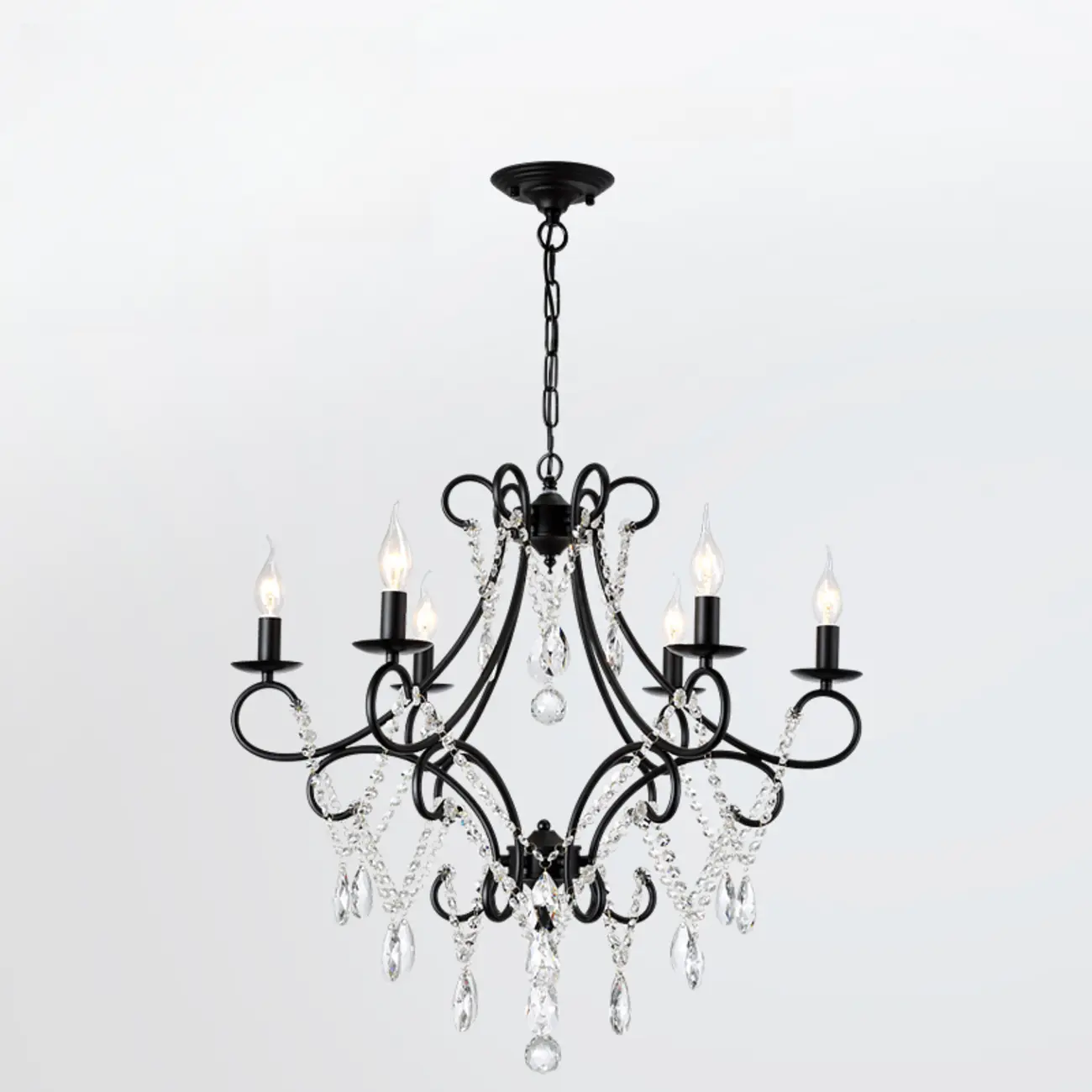 Elegant Gold Curved Crystal Candelabra Chandelier