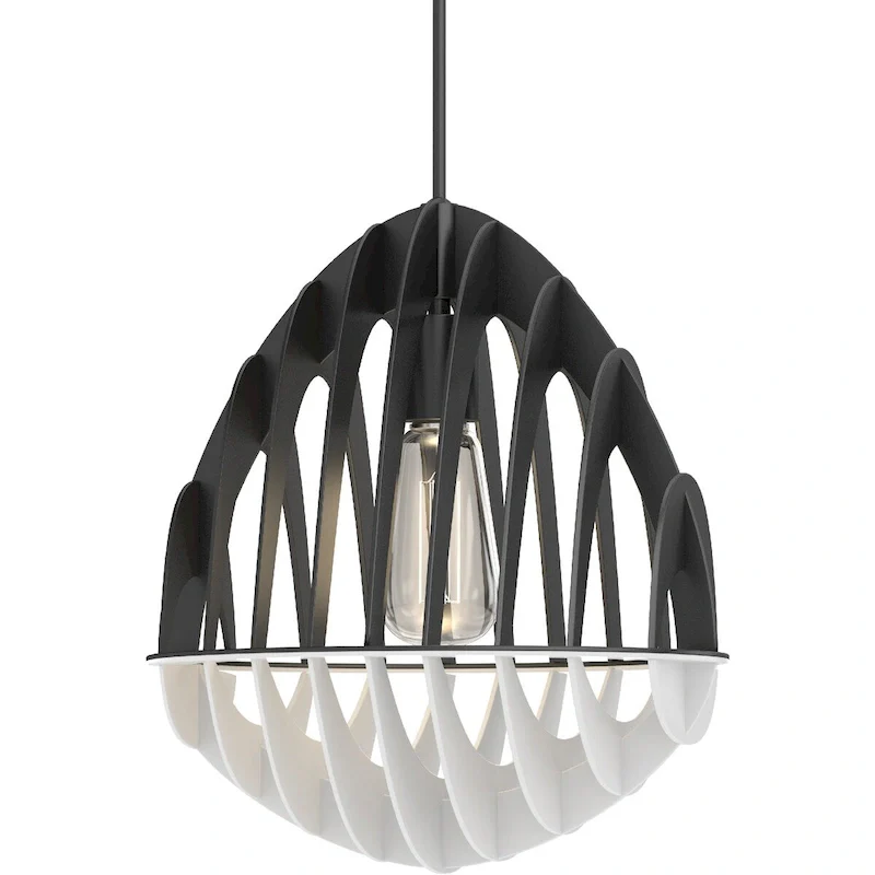Volume Lighting 1-Light Black with White Indoor Mini Pendant - Black and White