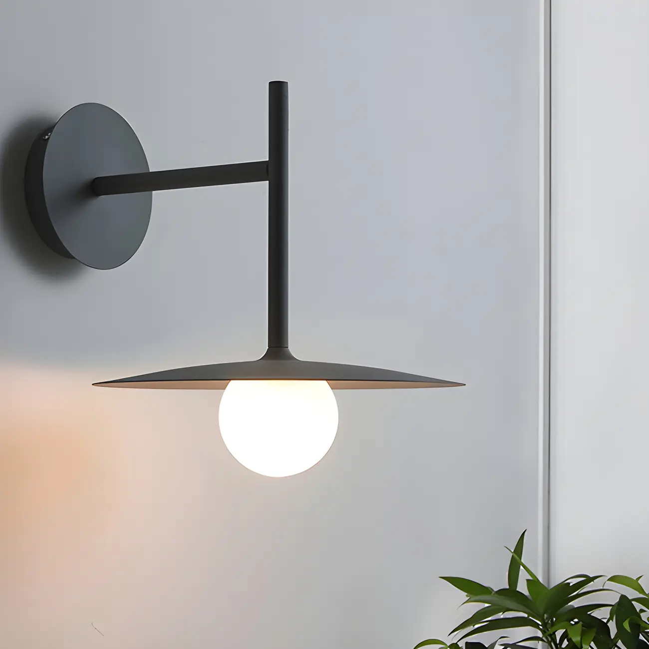 Industrial Frosted Glass Metal Globe Black Wall Sconce