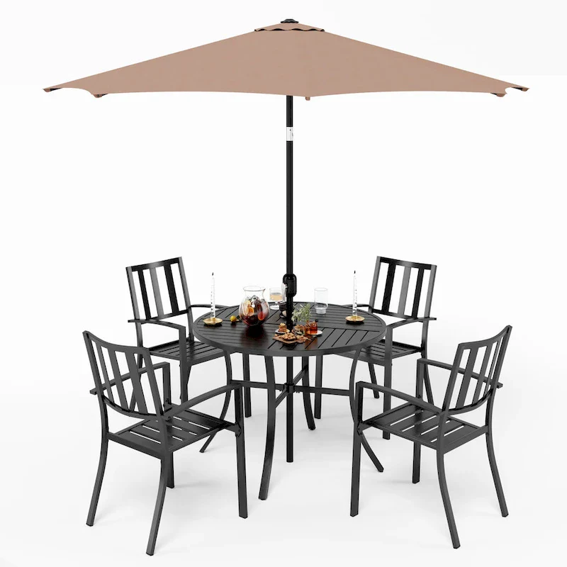 MAISON ARTS 5/6-Piece Patio E-Coating & Stackable Dining Set