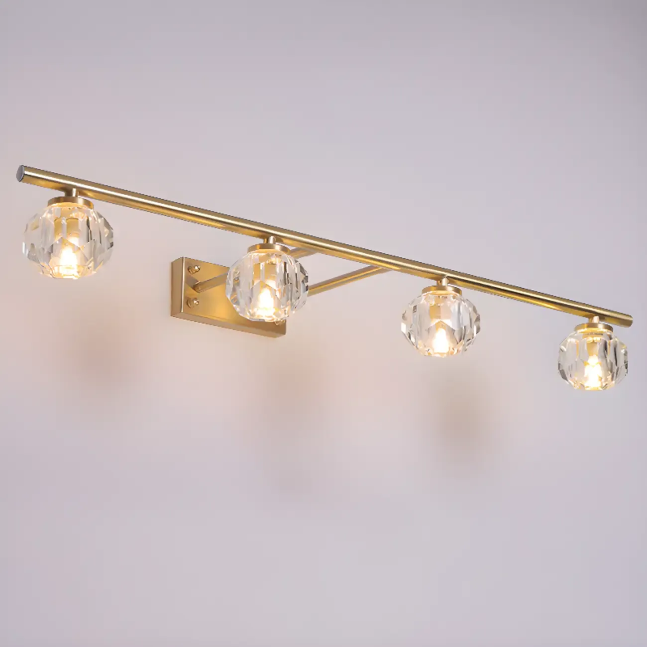 Elegant Linear Globe Brass Crystal Vanity Lights in Multi-Light