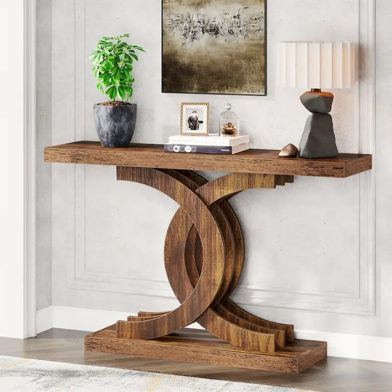 Console Table, Entryway Table with Geometric Legs, Sofa Table - 11.81  D x 39.37  W x 31.49  H