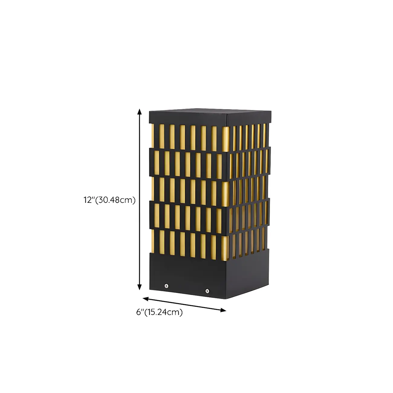 Black Metal Grille Rectangle Warm Light Post Cap Light