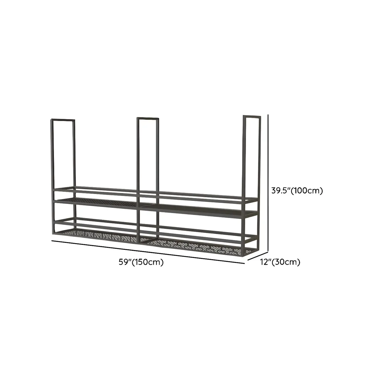 Black Metal Large Hanging Wine Rack with Glass Holder