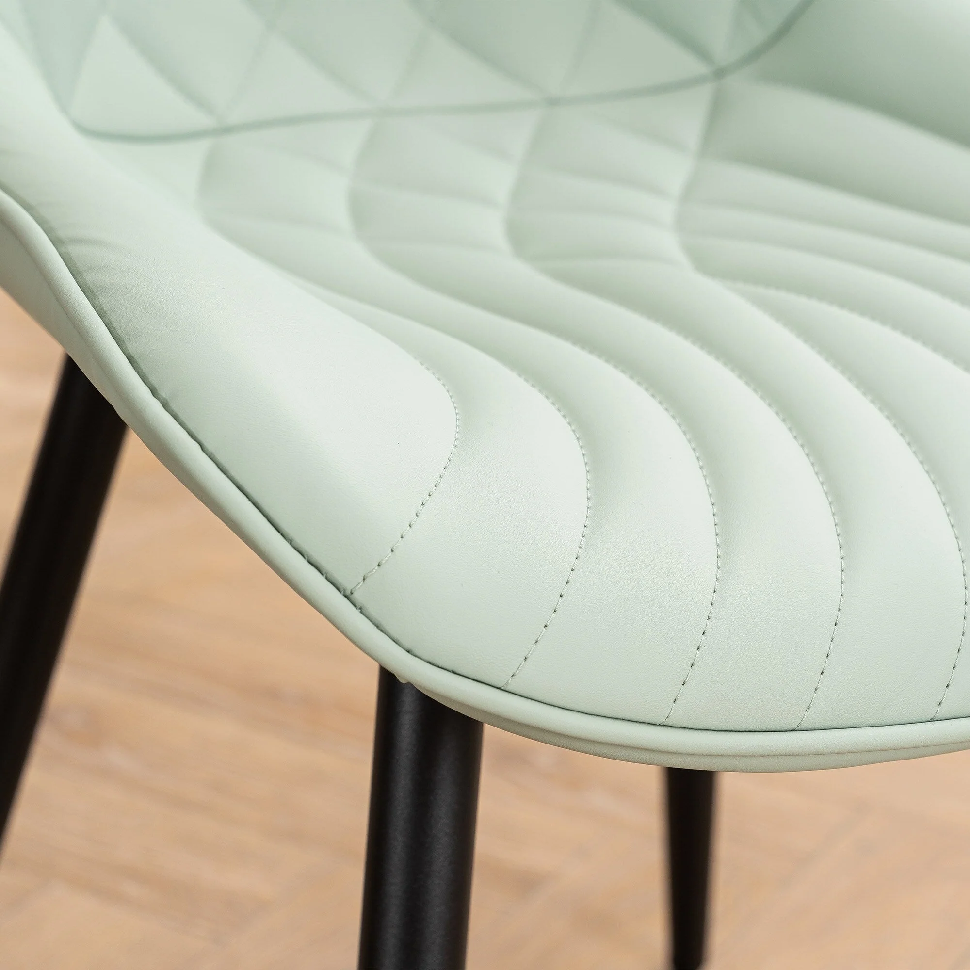 Modern Upholstered Leather Armless Dining Chairs Set of 2