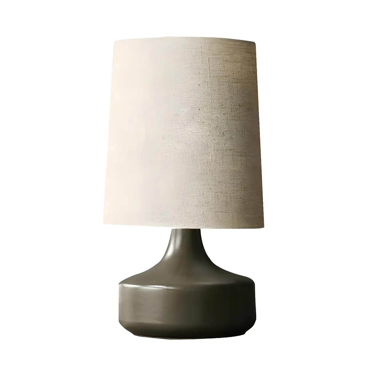 Modern Ceramic Barrel Bedside Table Lamp with Linen Shade