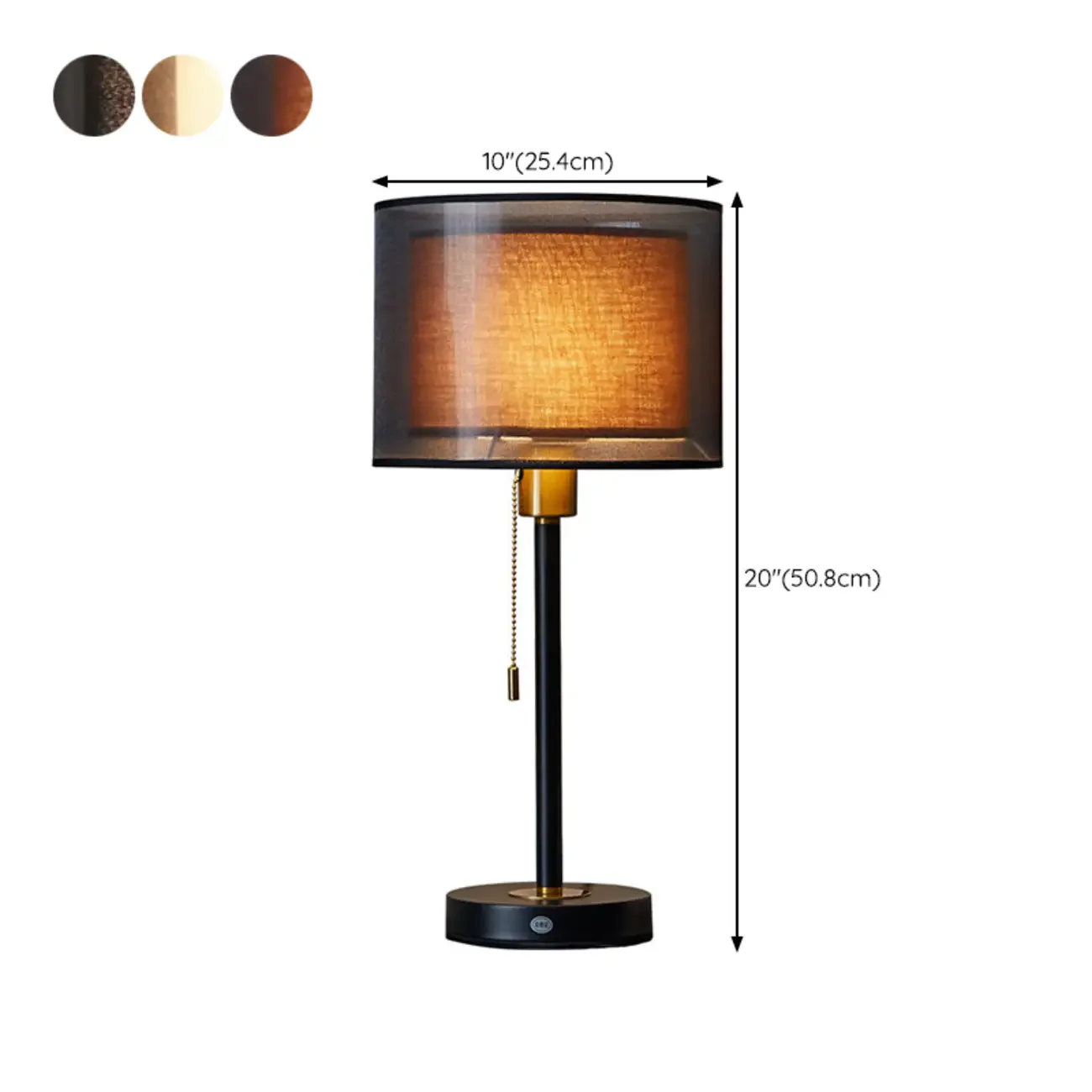 Modern Metal LED Table Lamp with Fabric Shade