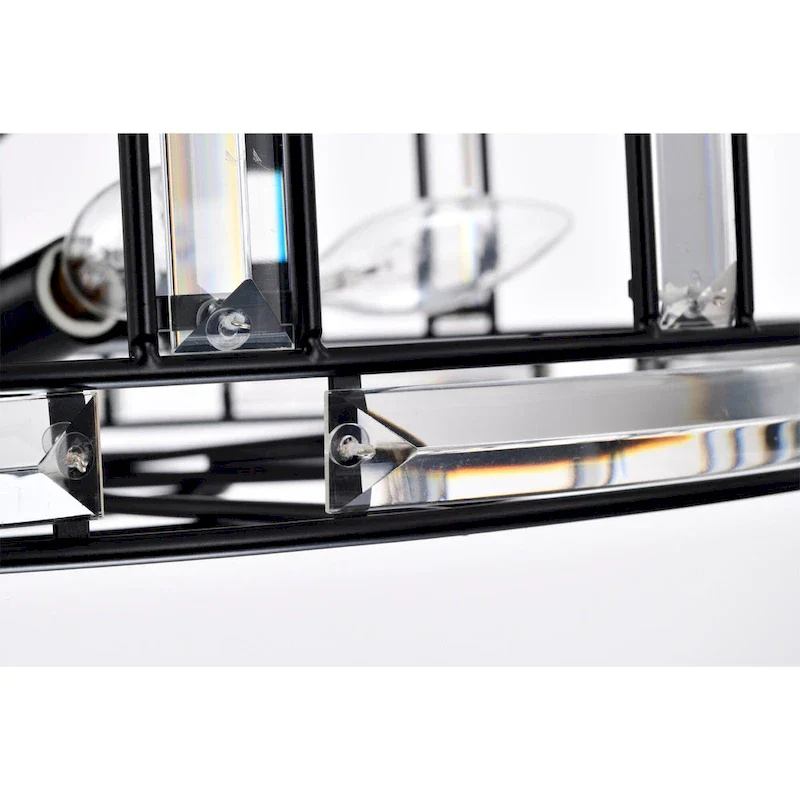 Livia 25 Inch Elegant and Glam Style Matte Black Finish Crystal Lighted Ceiling Fandelier with Remote