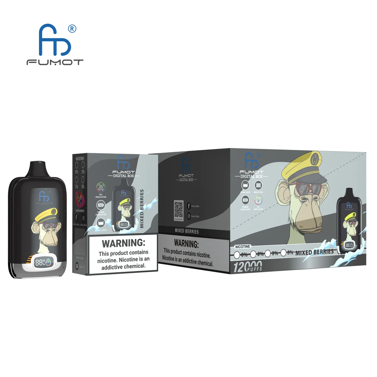 Fumot Digital Box 12000 Mixed Berries – 10er-Displaybox mit Einweg-Vape und Einzelpackung