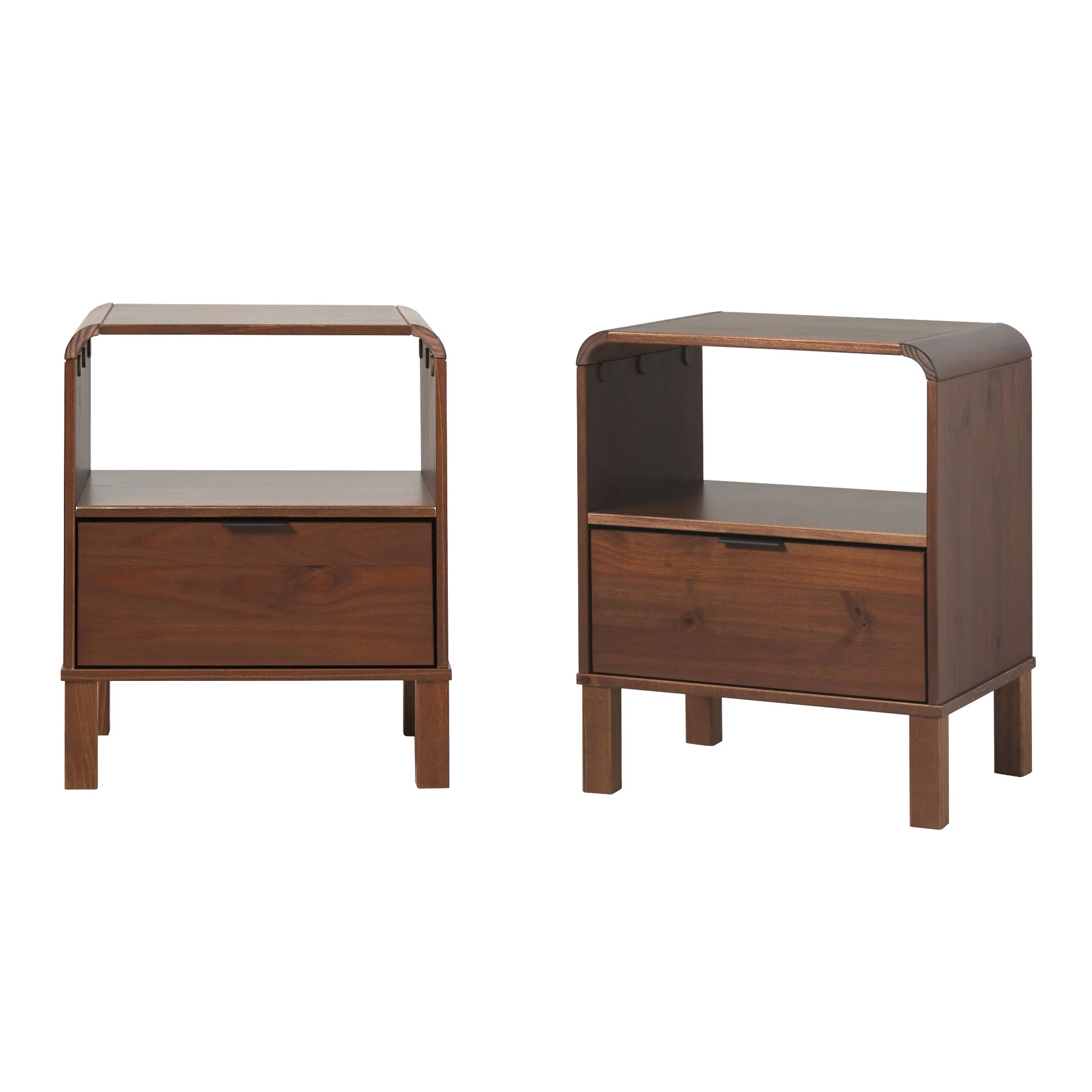 Elias Modern Curved-Frame Solid Wood Nightstand