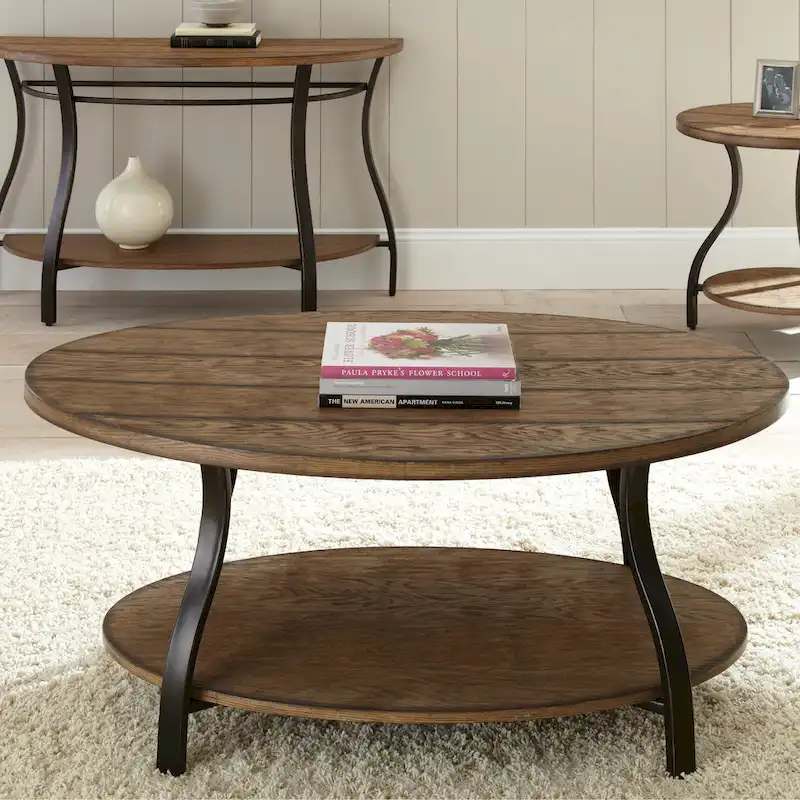 Steve Silver Buffalo Oval Wood and Metal Coffee Table