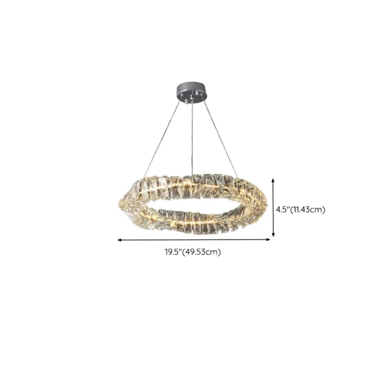 Gold Crystal Ring Glass Modern Linear Chandelier Light