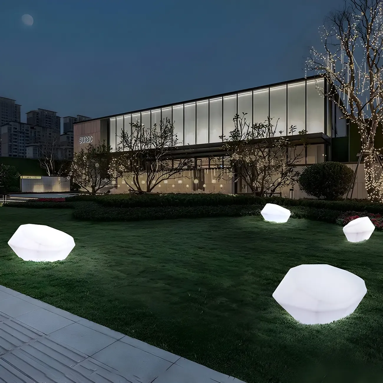 LED White Plastic Rock Ground Lighting for Outdoor Lawn