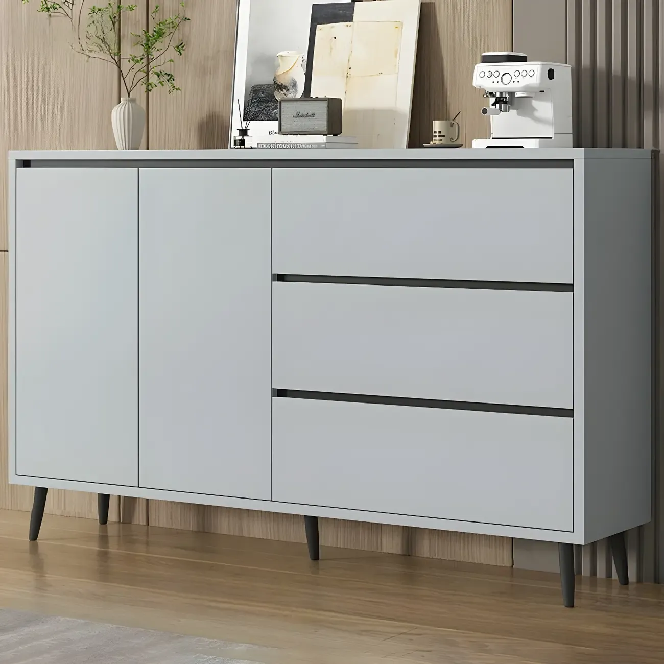 Modern Wooden Sideboard with Multi-Drawers and Cabinets