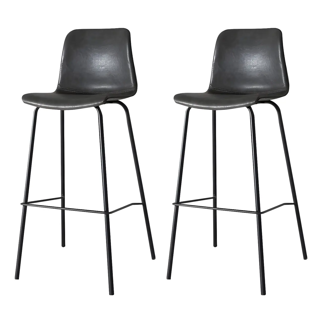 Brown Saddle Metal Frame Leather Counter Stools with Backs