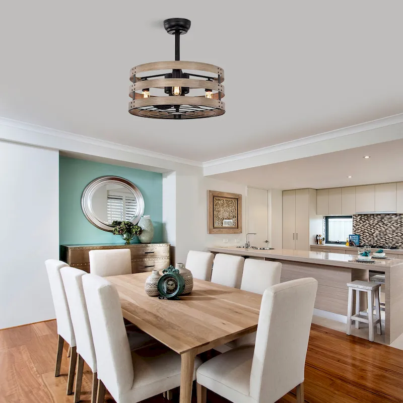 Eden Ceiling Fan 20-Inch 3-Light Metal Drum Shade (Includes Remote)