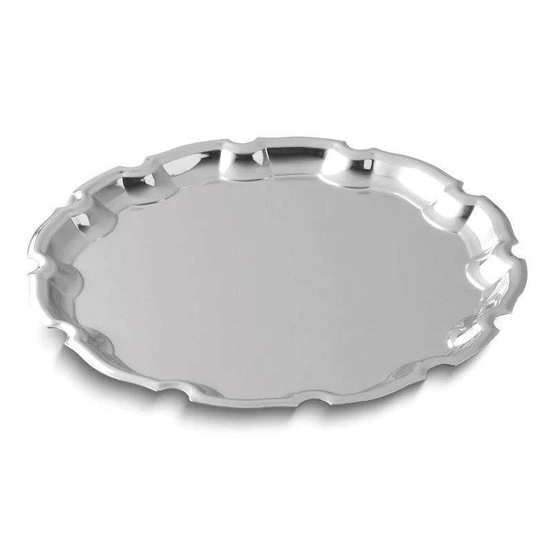 Curata Nickel-Plated Round 12 Inch Chippendale Tray