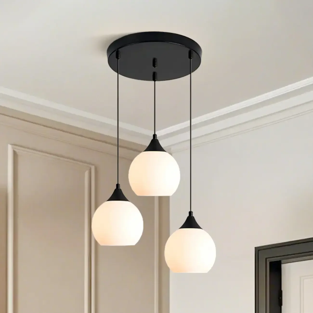 Modern 3-Light Cluster Pendant Light with  Glass for Dining Room