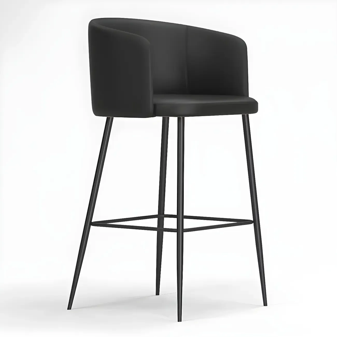 Bucket Faux Leather Wingback Counter Height Bar Stools