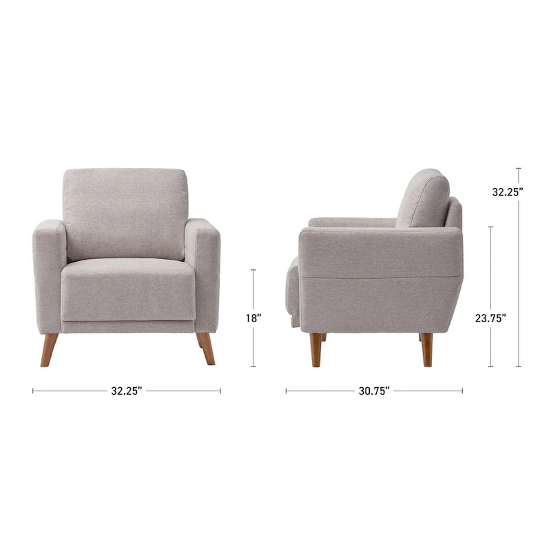 Clara Modern Armchair, Light Grey