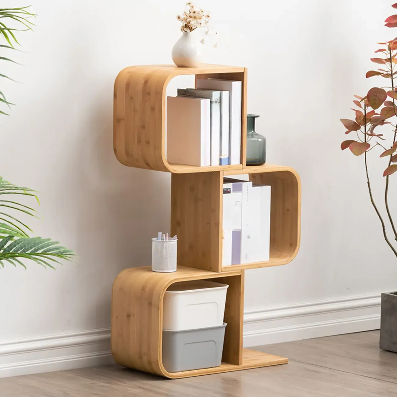 Modern Geometric Open Cube Artistic Oka Bookcase