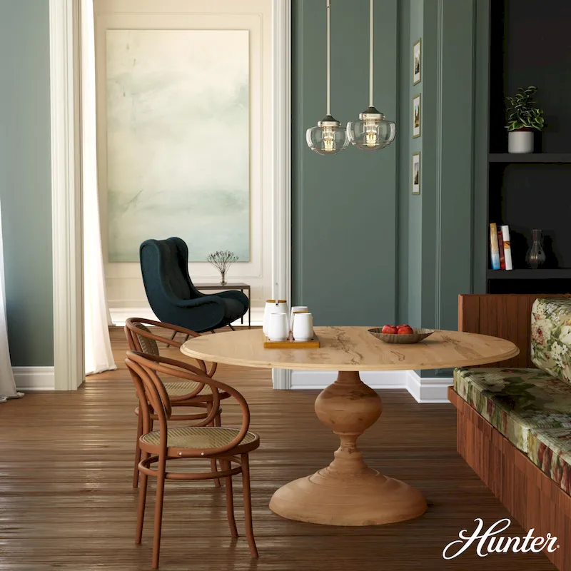 Hunter Saddle Creek 1-Light Mini Pendant / Semi-Flush Mount Ceiling Light - Kitchen Island, Dining Room, Hallway