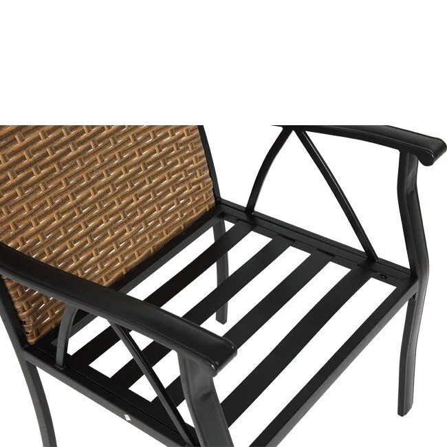 7-Piece Wicker Patio Set - Includes 2 swivel rockers, 4 chairs (all with removable cushions), and a table.