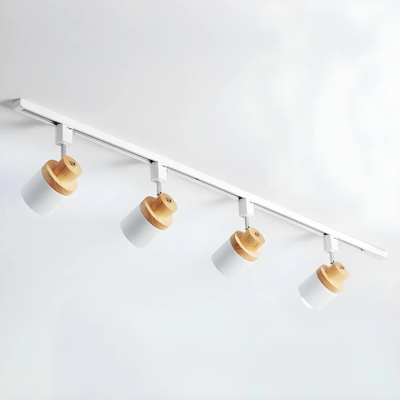 4-Light Modern Metal Wooden Base Slidable Track Light