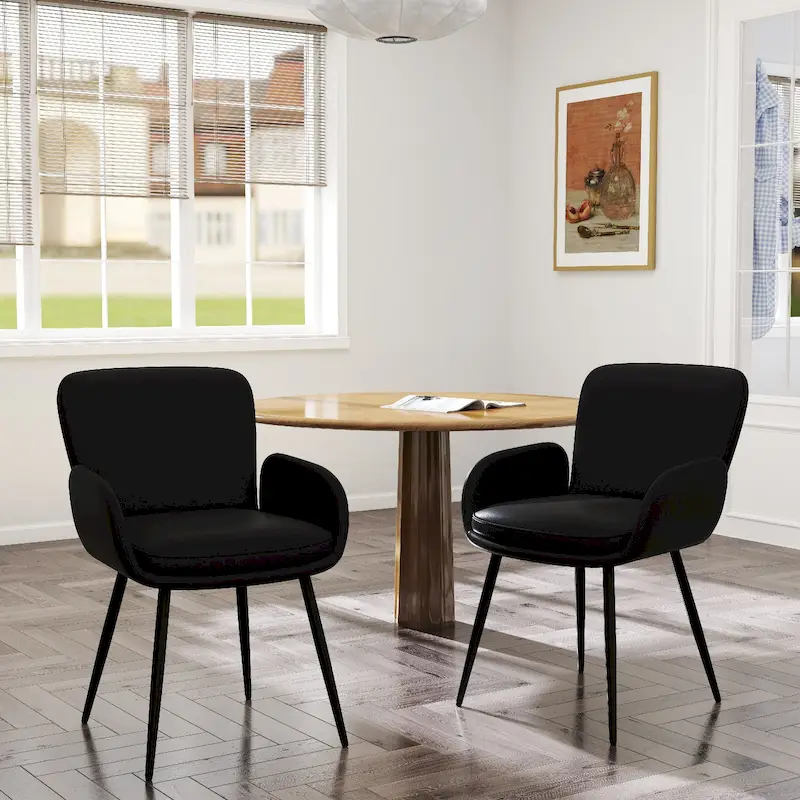 Set of 2 Cat-Scratch Resistant Dining Chairs with Gold Metal Legs