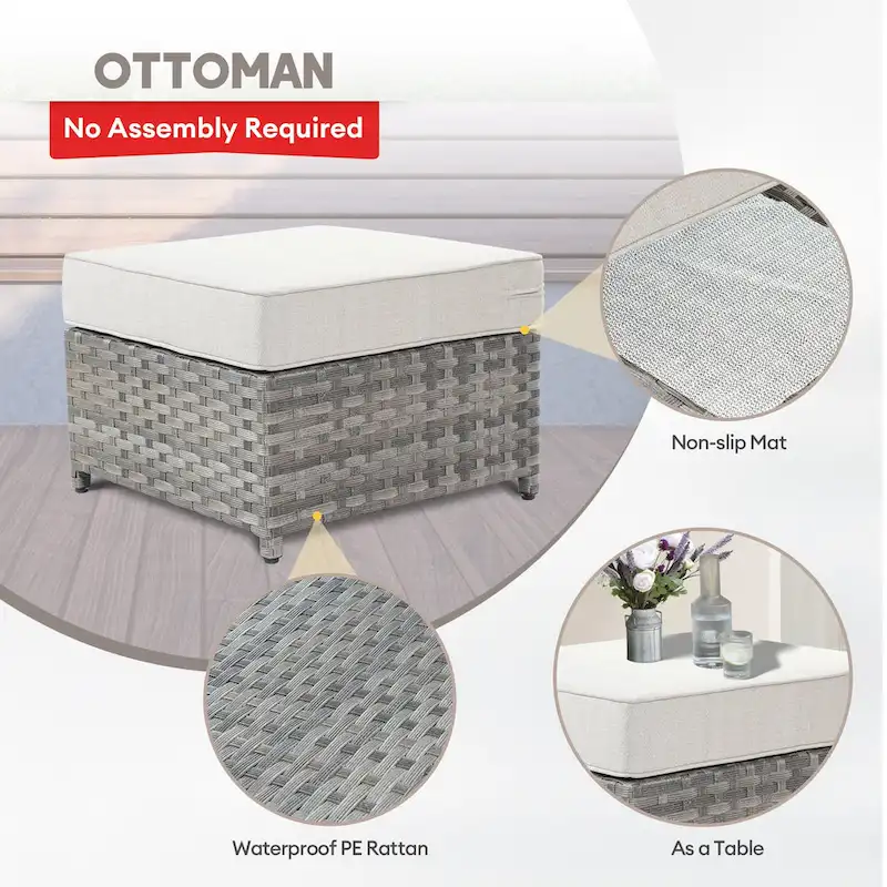 XIZZI 6-piece Patio Wicker Furniture Set with Coffee Table