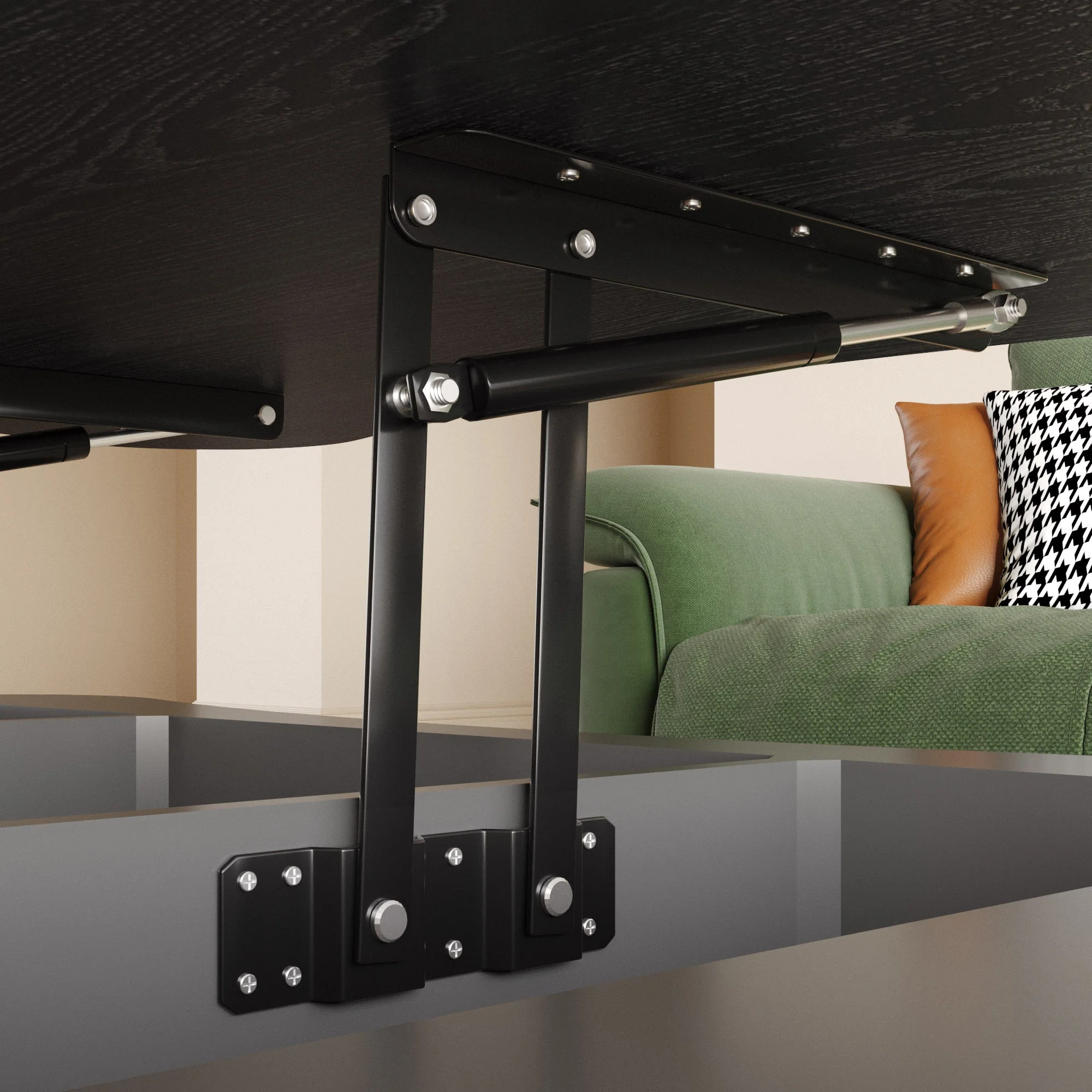 Walker Edison | Black Reeded Curve Design Lift Top Coffee Table and Desk