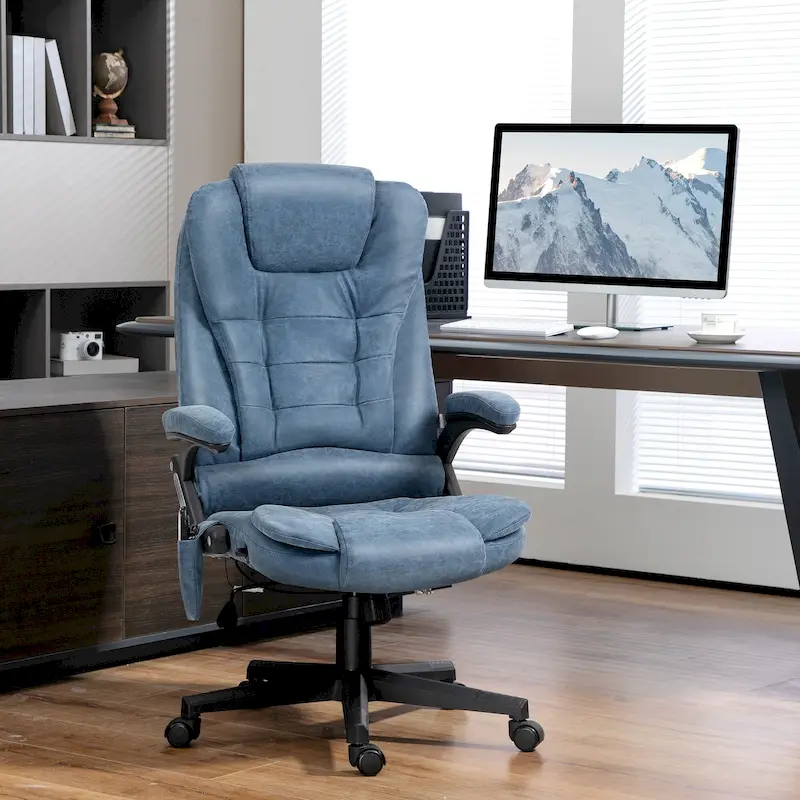 HOMCOM High Back Vibration Massage Office Chair with 6 Vibration Points, Beige