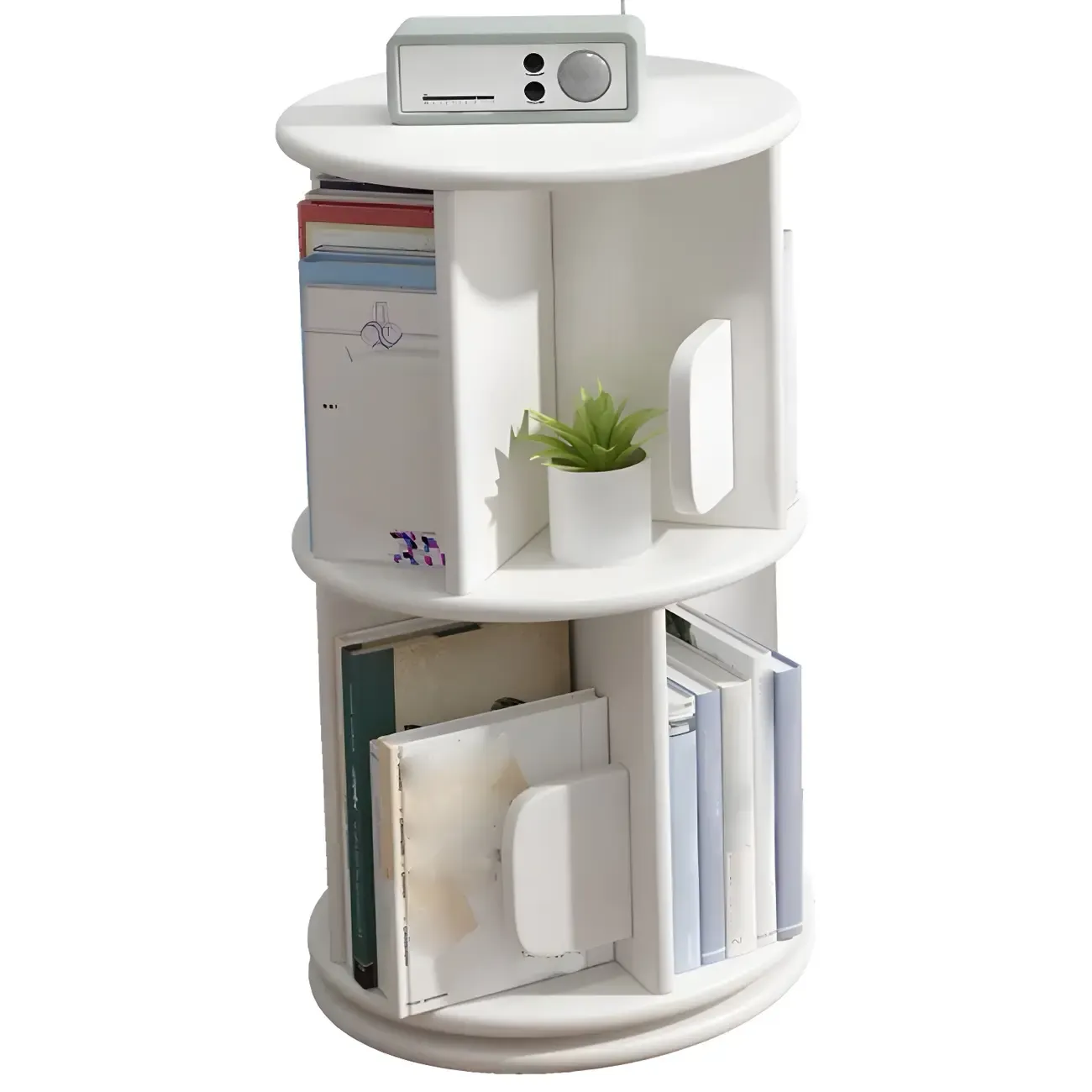 Rotatable Modern Solid Wood Geometric Display Bookcase