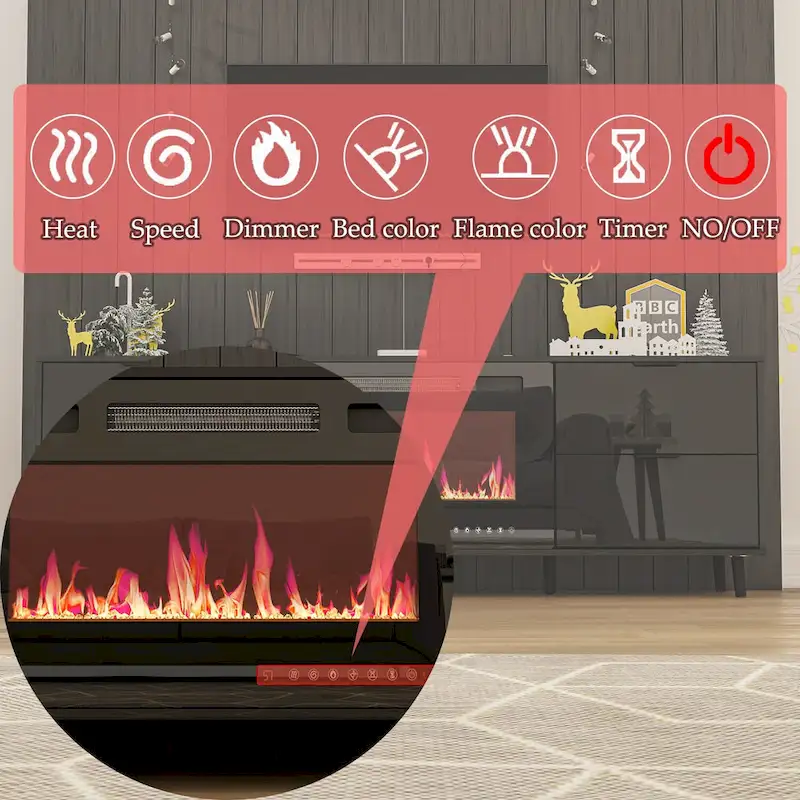 30 Recessed Electric Fireplace High Glossy TV Stand Combo Fireplace