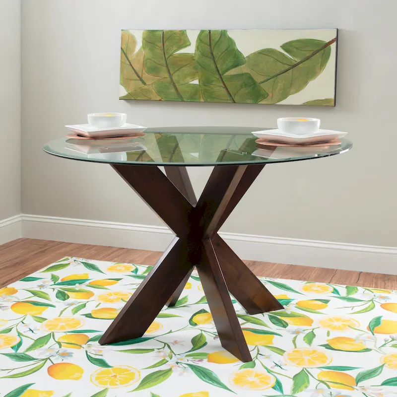 Allard X-base Round Glass Dining Table (Table Only)