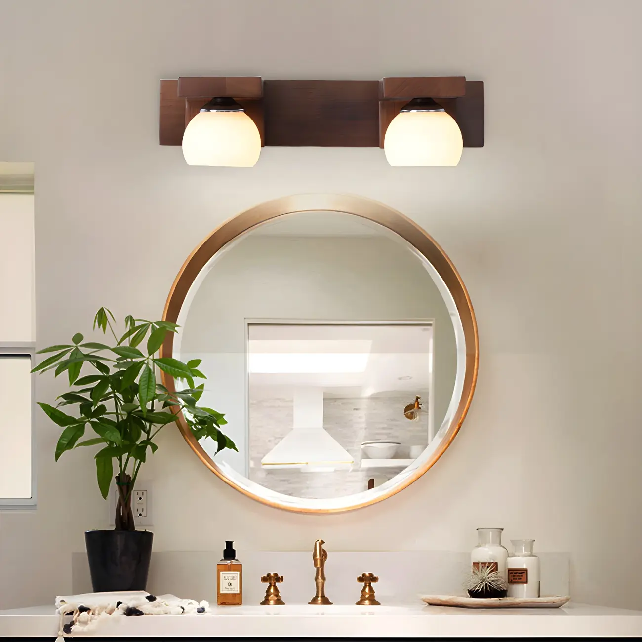 Elegant Globe Vanity Light with White Glass Shade for Bathroom