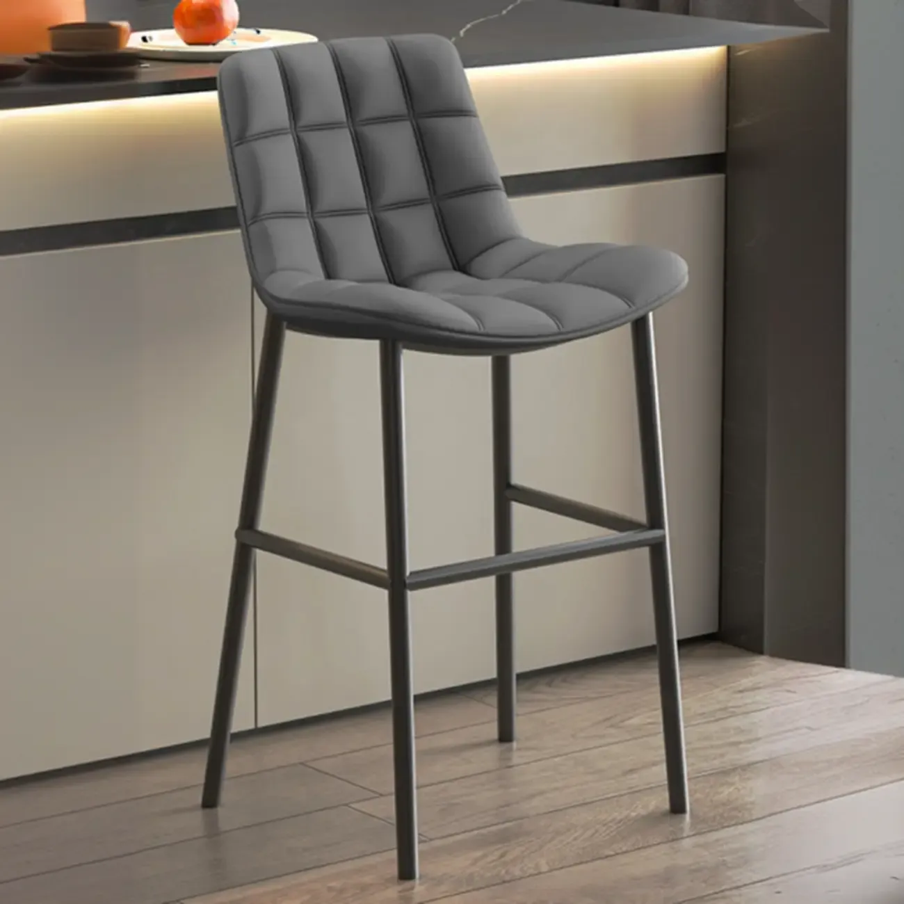 Concave Modern Low Back Leather Counter Bar Stools