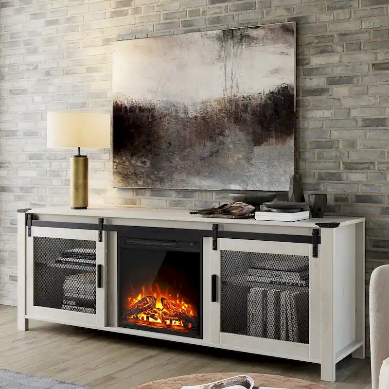 WAMPAT 36 inch 3 Sided Glass Electric Fireplace InsertBlack