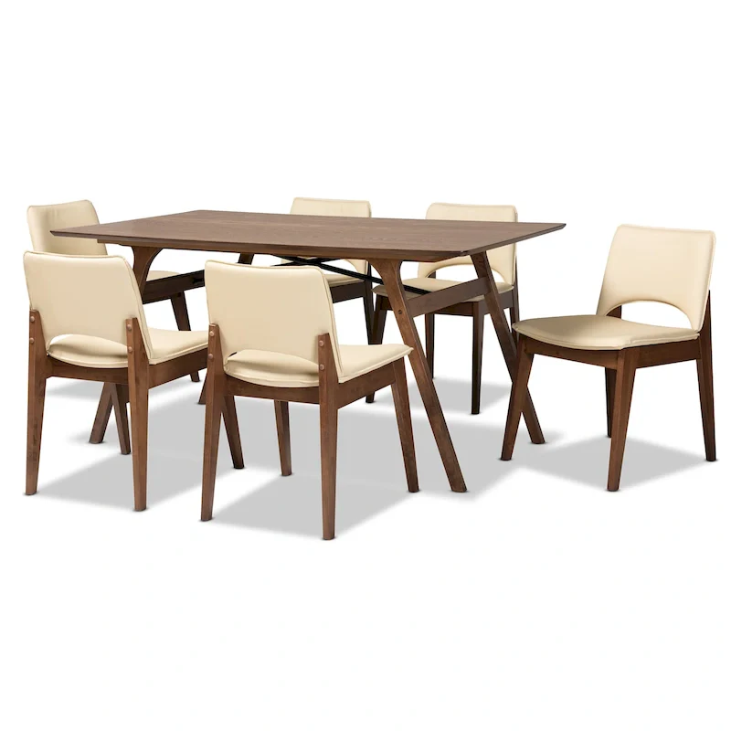 Afton Mid-Century Modern 7-Piece Dining Set