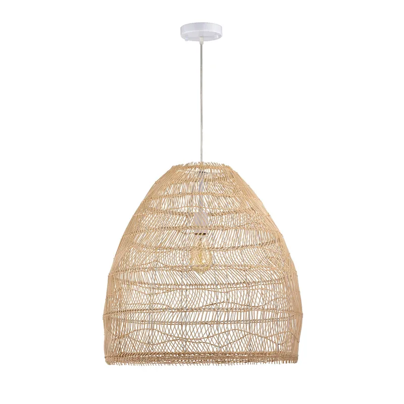 Luka Cream 1-Light Rattan Dome Basket Pendant Light