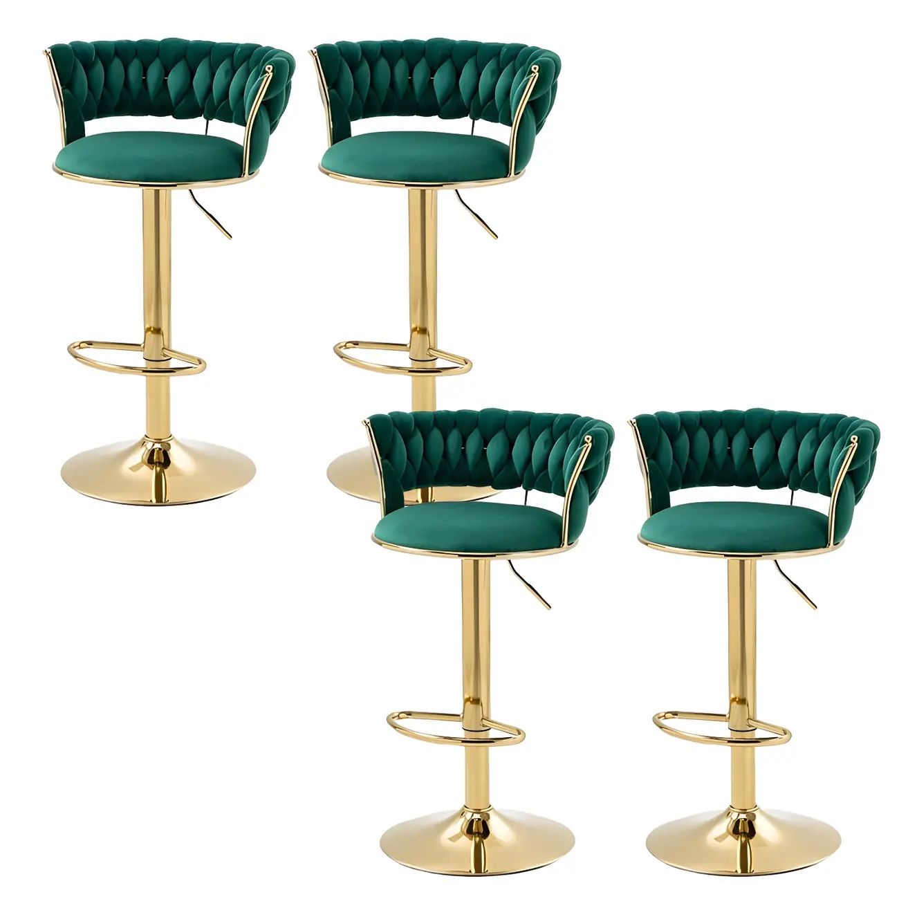 Gold Base Low Back Adjustable Swivel Bar Stool