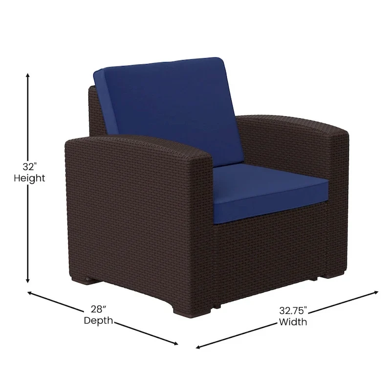 Faux Rattan Chair with All-Weather Cushion