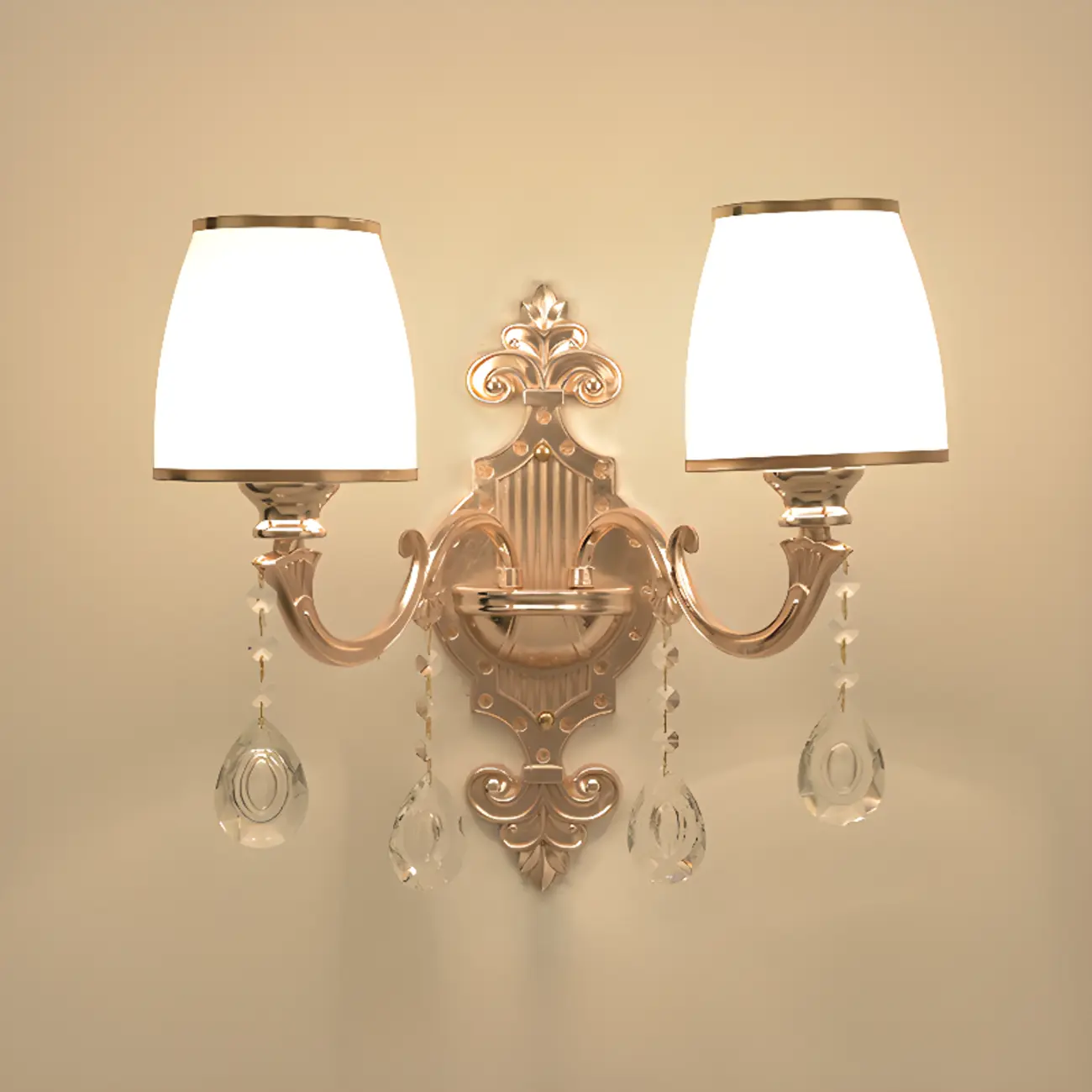 Mini Antique Gold Wall Sconce with Geometric Crystal Shade
