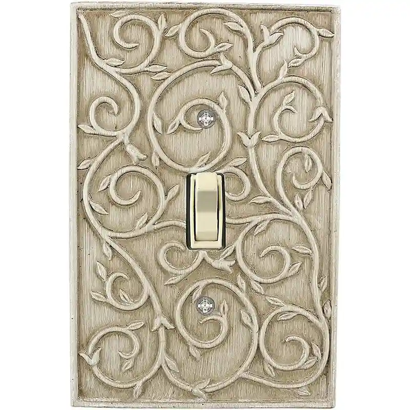 Meriville French Scroll 1 Toggle Wallplate, Single Switch Electrical Cover Plate