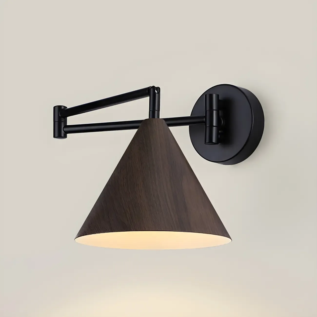 Modern Metal Black Cone Swing Arm Wall Light