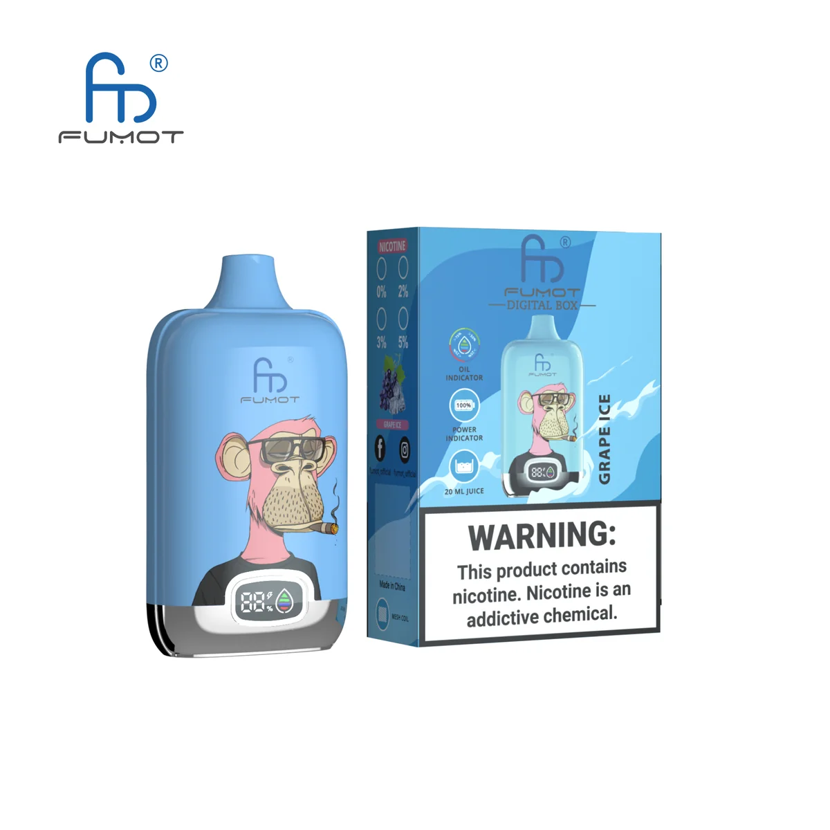 Fumot Digital Box 12000 Grape Ice – Einweg-Vape mit Einzelverpackung