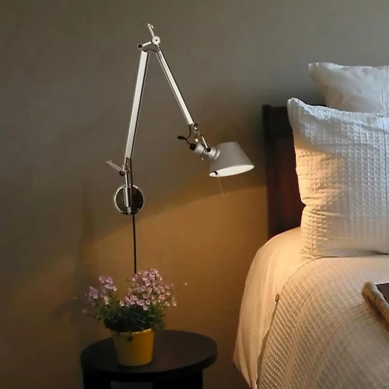 Industrial Silver Aluminum Adjustable Swing Arm Wall Light