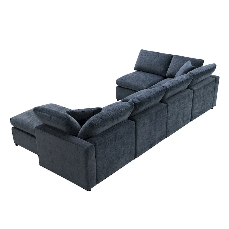 U Shaped Modular Cloud Sofa with Ottoman, Convertible Sleeper Sofa